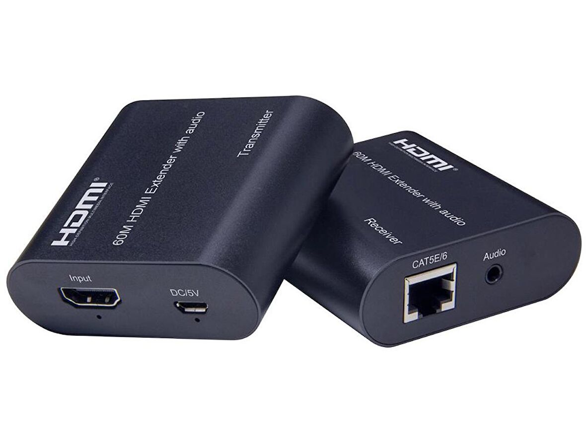 Gplus FHD6015A 60 Metre HDMI Extender+Ses Cat6 TX RX Alıcı Verici