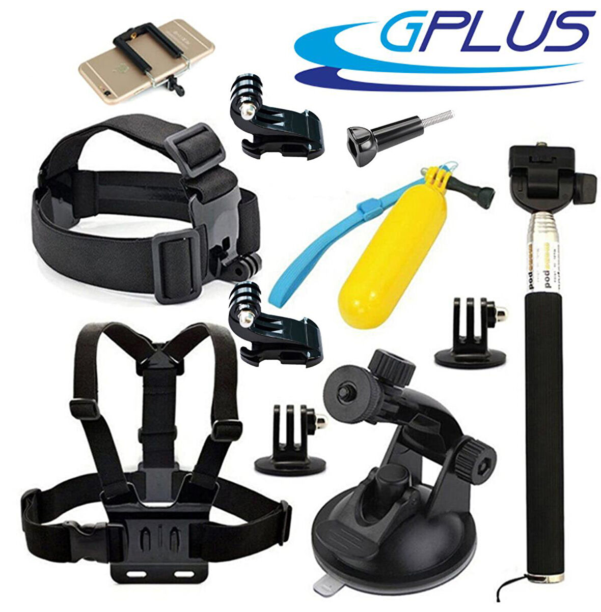 Gplus ST012 Gopro Eken Sjcam Aksiyon Kamera Aksesuar Set 12 Parça