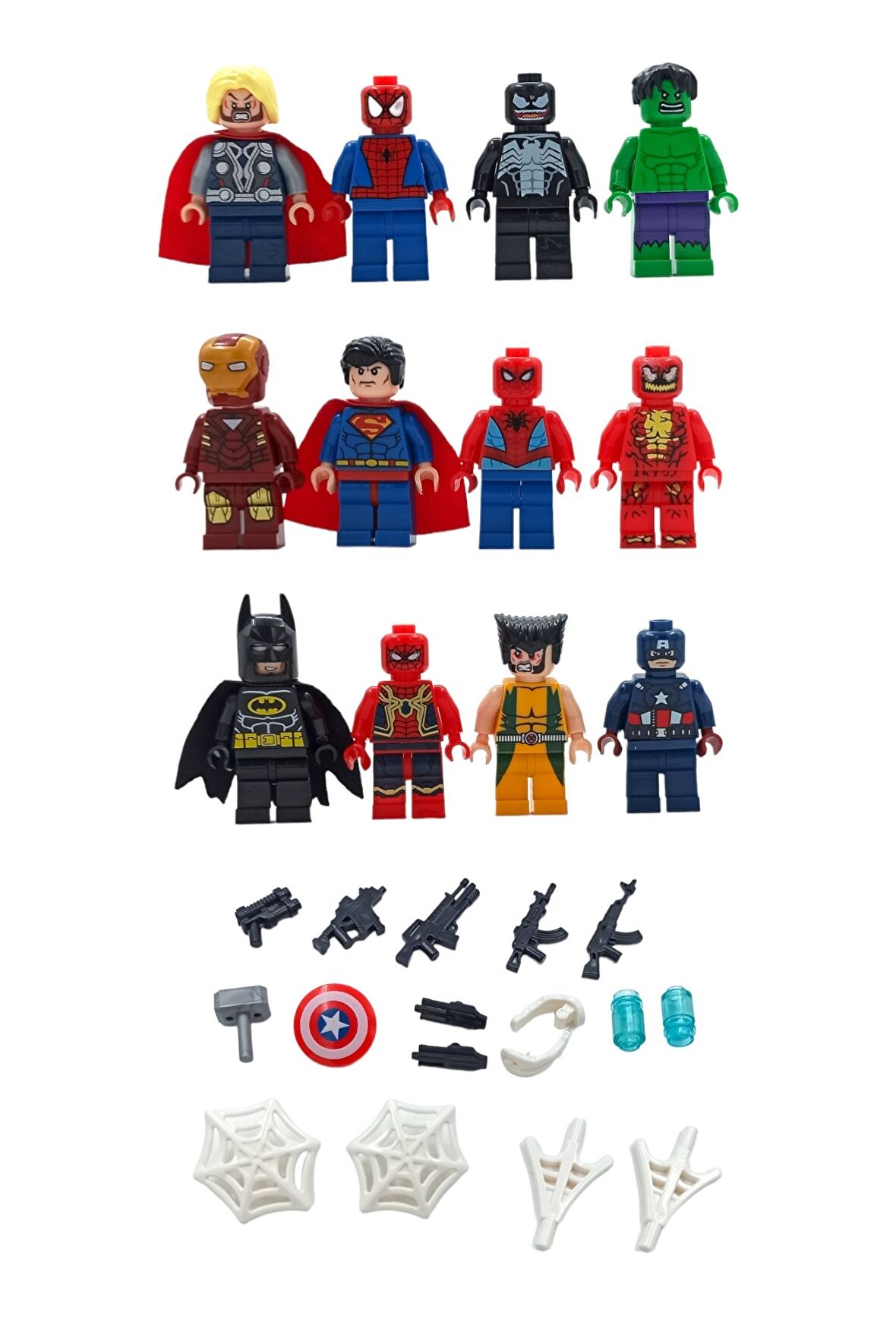 Lego Uyumlu Avengers 12'li Figür Seti 4cm. Marvel Fanlarına Özel Evreninin En Büyük Kahramanları