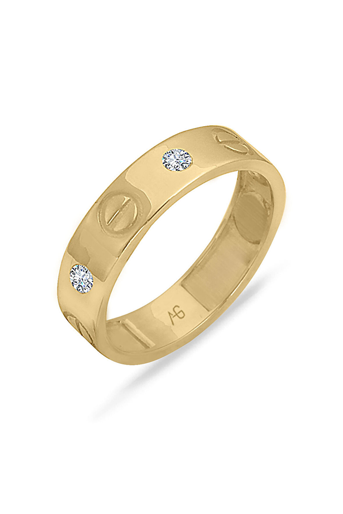 Taş Atlamalı Tasarım Altın Vida Yüzük