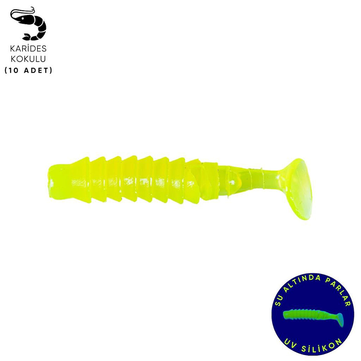 Silikon Kurt Yem - 1,5g 45mm - Fishack WormiX - 10 Adet - UV Silikon- Fluo Green