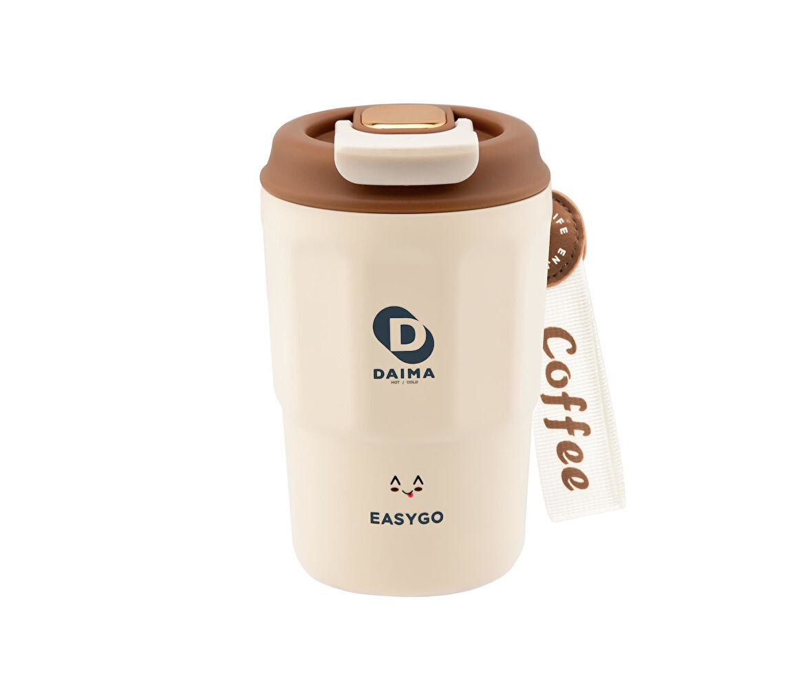 Daima Easy Go 380 ML  12 Saat Sıcak 12 Saat Soğuk Beyaz Bardak Termos Beyaz