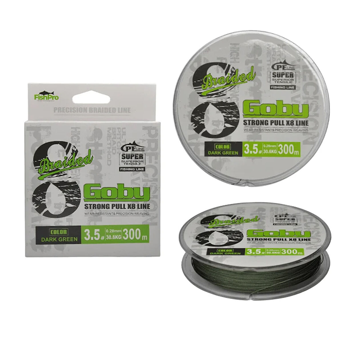 FishPro Goby 8X 300 Mt Dark Green Örgü ip misina
