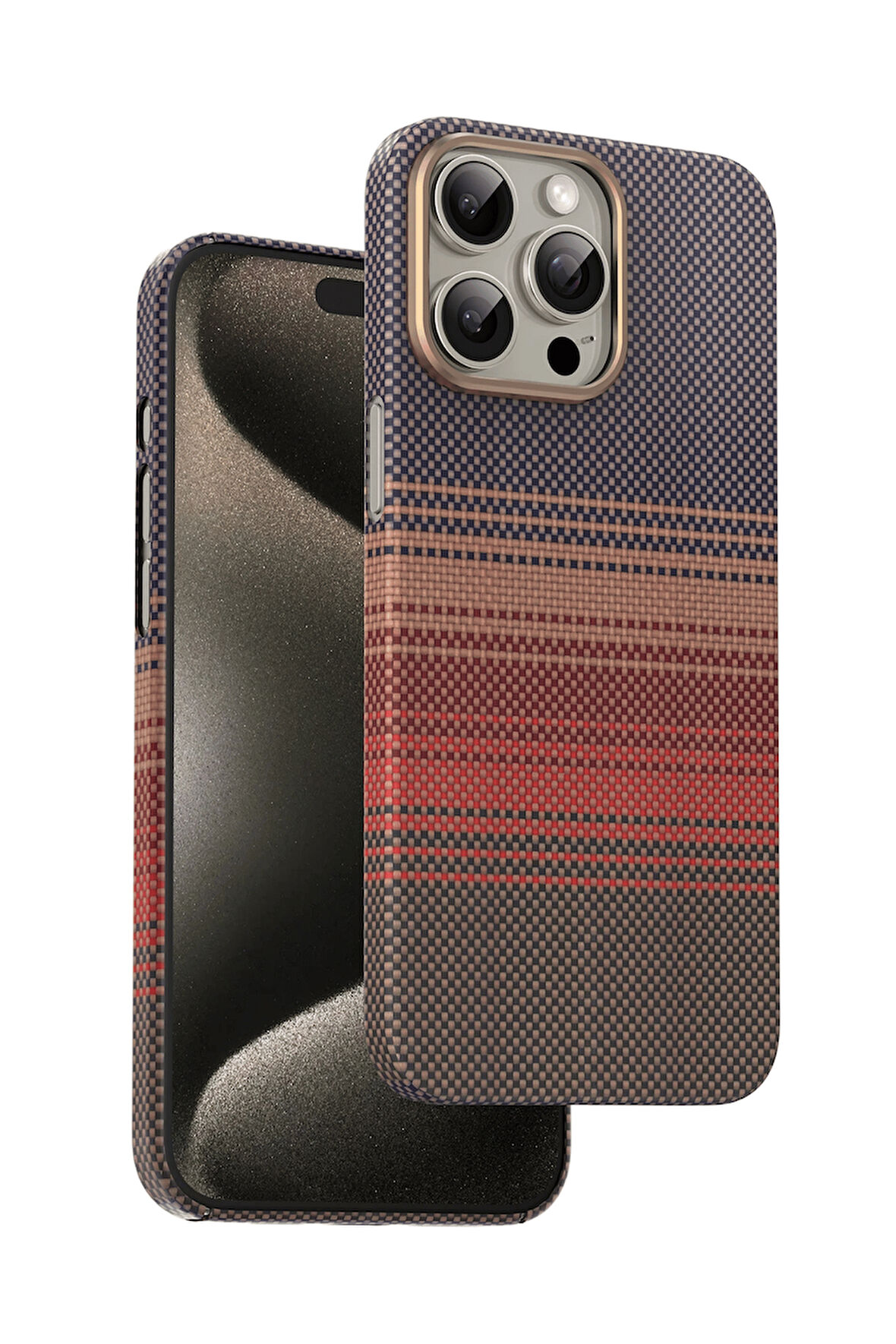 Fuchsia iPhone 16 Pro Kevlar Manyetik Şarj Uyumlu Kılıf