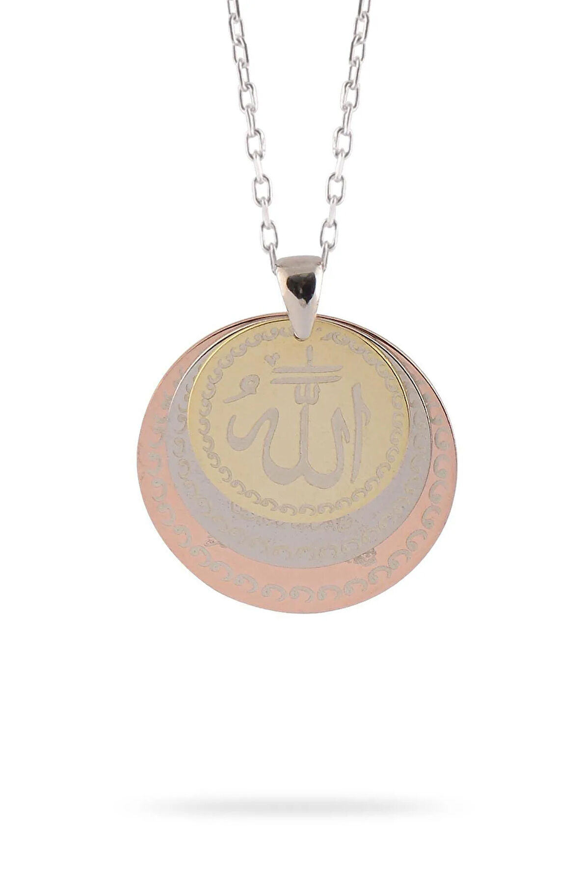 Yuvarlak Model Üçlü Allah Yazılı Nazar Dualı Ayetel Kürsi Kadın Gümüş Kolye Gkl3luyvrlk-gms