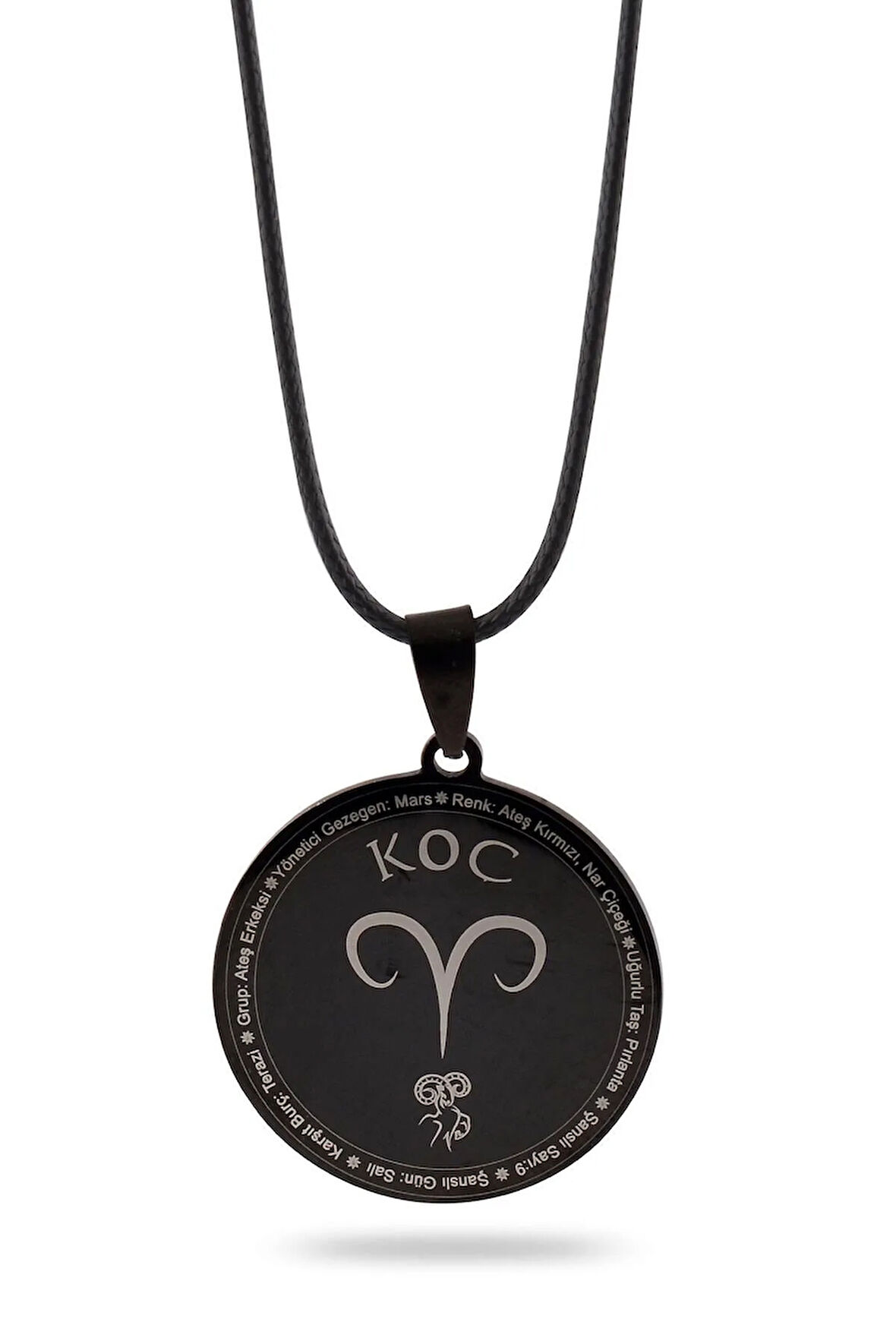 Koç Burcu Kolye Kadın Erkek Çelik Deri Kolye Cklkocburcu-syh