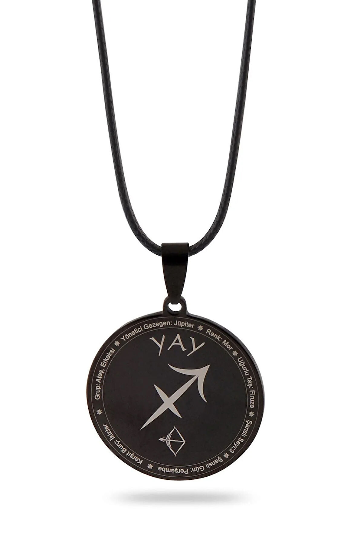 Yay Burcu Kolyesi Kadın Erkek Çelik Deri Kolye CKLYAYBURCU-SYH