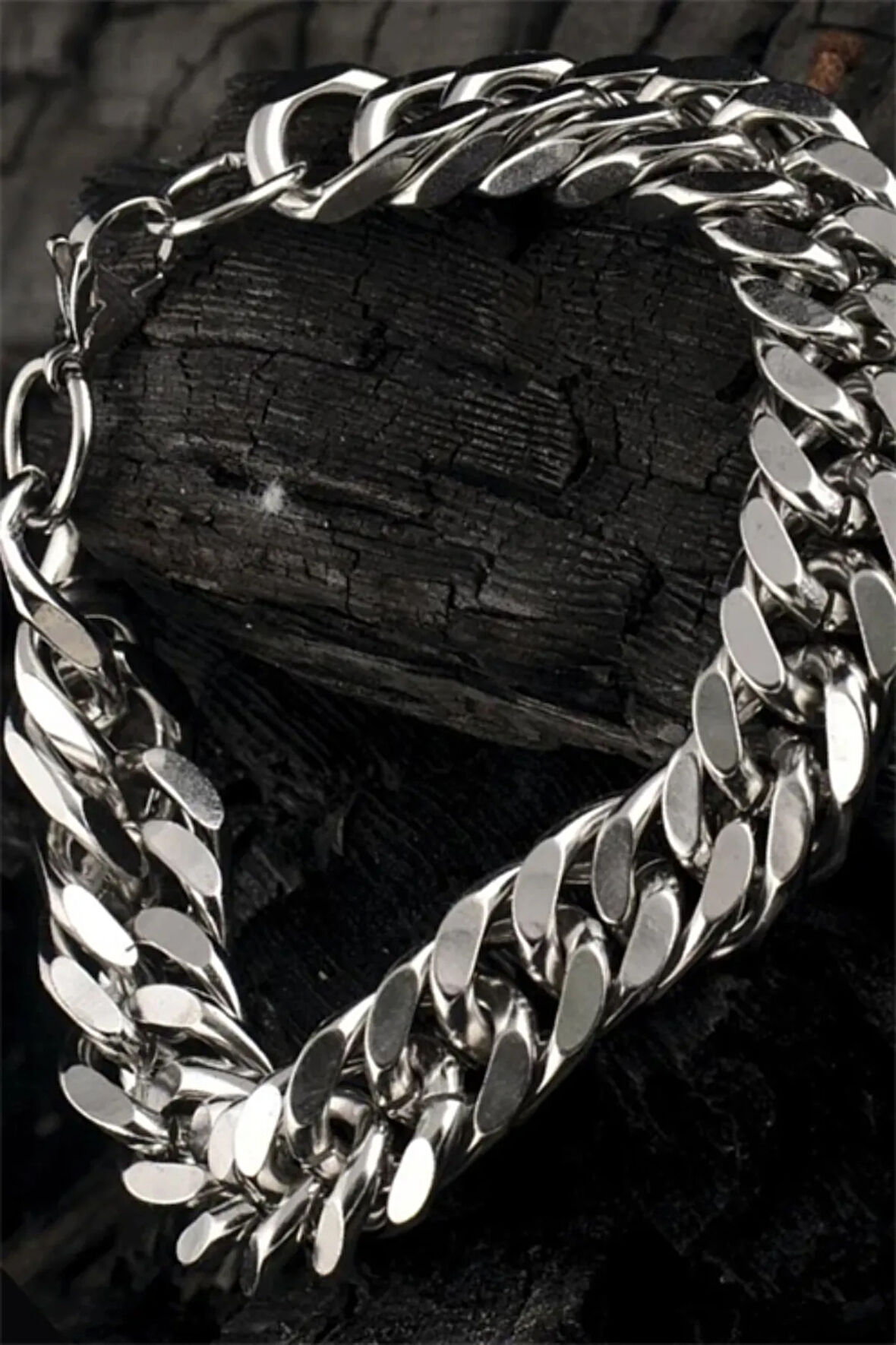 Ottoman Gümüş Renk Kalın Çelik Gurmet Erkek Bileklik