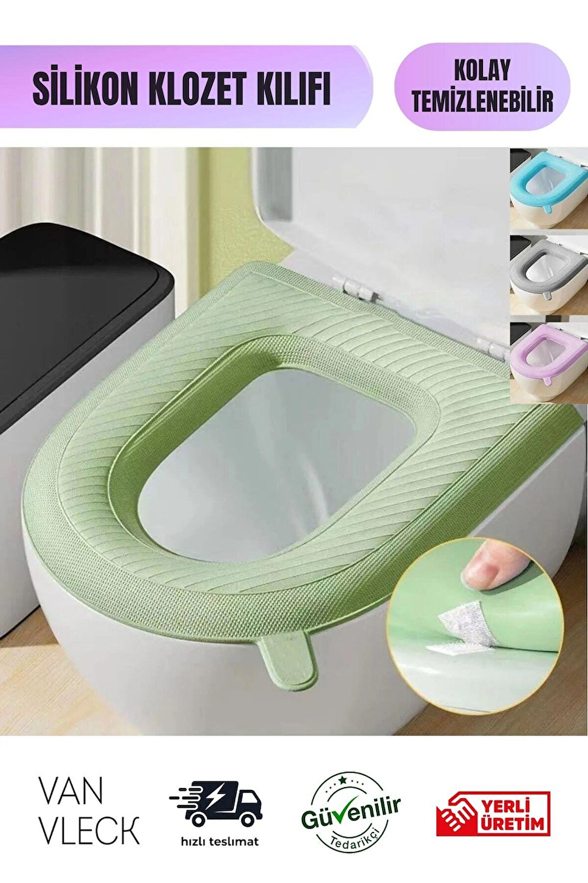 Yıkanabilir Klozet Kapağı Süngeri–Su Geçirmez,Bükülebilir ve Pratik Tuvalet Kılıfı (Kalınlık 0.4 cm)