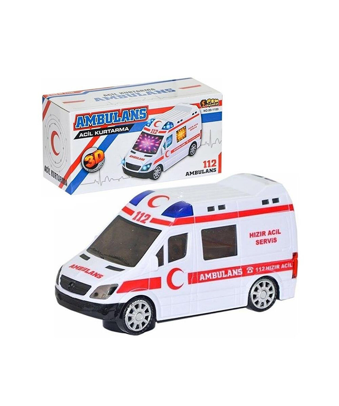 CTOY Sesli ve Işıklı Pilli Ambulans Çarp-Dön