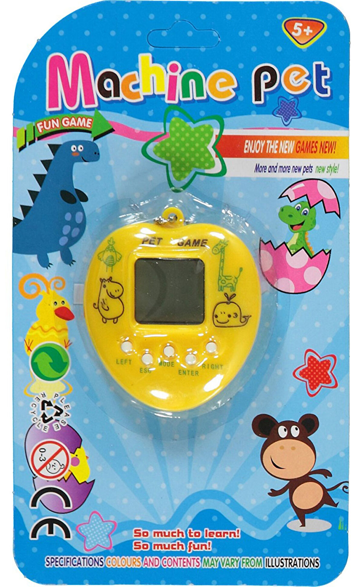 Sarı Renk Sanal Bebek Oyunu 7 Cm 168 Oyunlu Tamagotchi