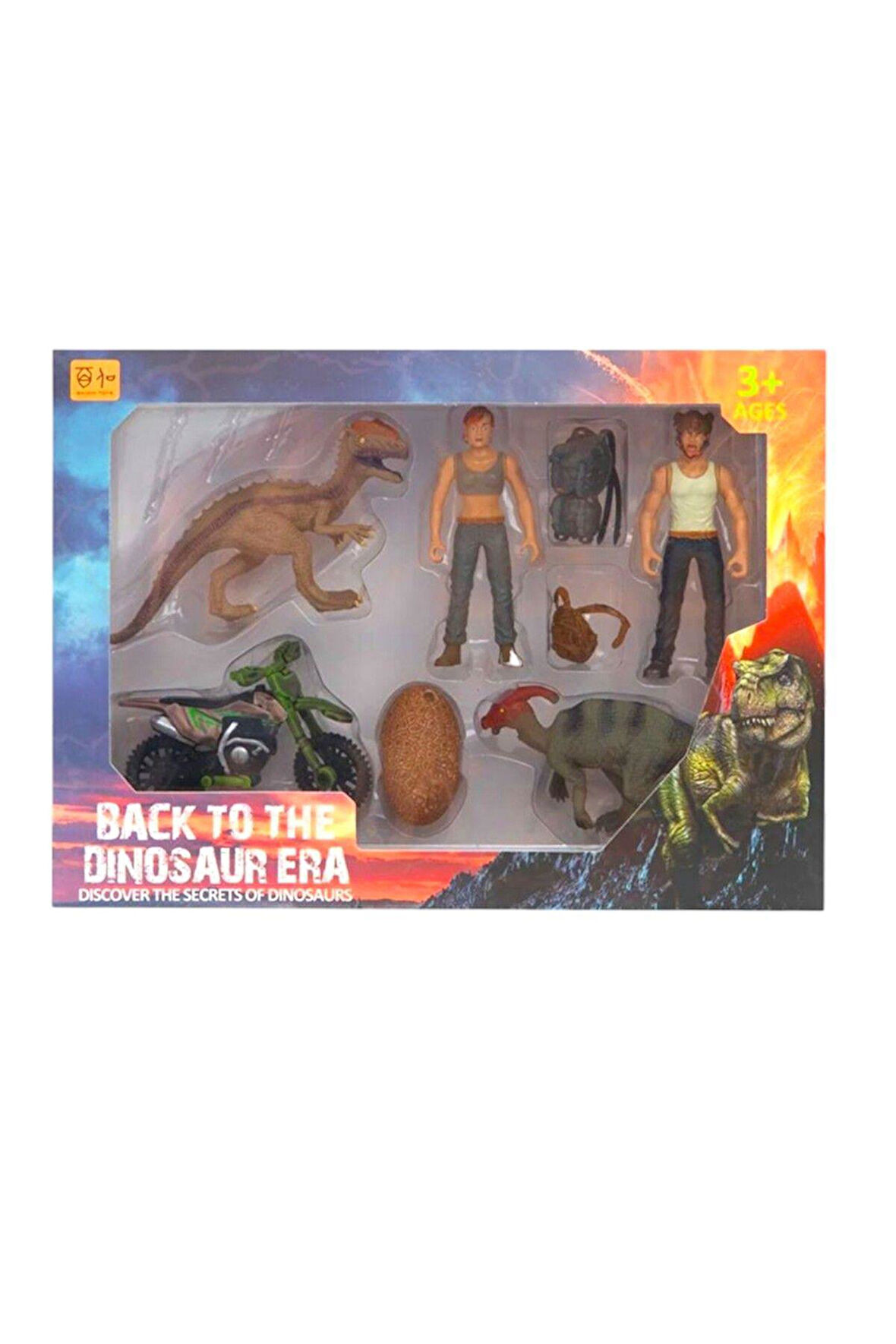 Seçtim Aldım Dinozor Set Kadın Erkek Figürlü Motosikletli 3