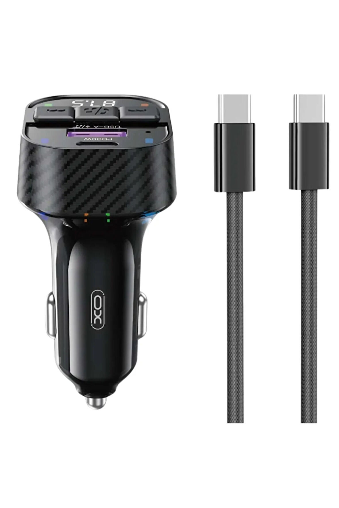 BCC17 Araç Bluetooth V5.3 MP3 Ve Şarj Cihazı, Type-C Örgü Kablo,30W PD Hızlı Şarj,FM Verici,MP3/WAV