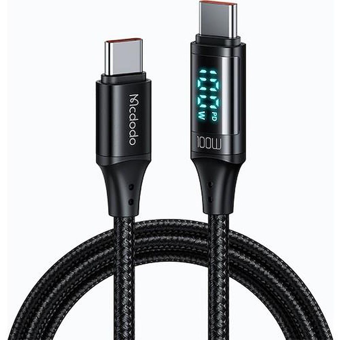 Mcdodo CA-1100 100W TypeC TypeC Led Ekran  Data Şarj Kablo 1.2M Siyah
