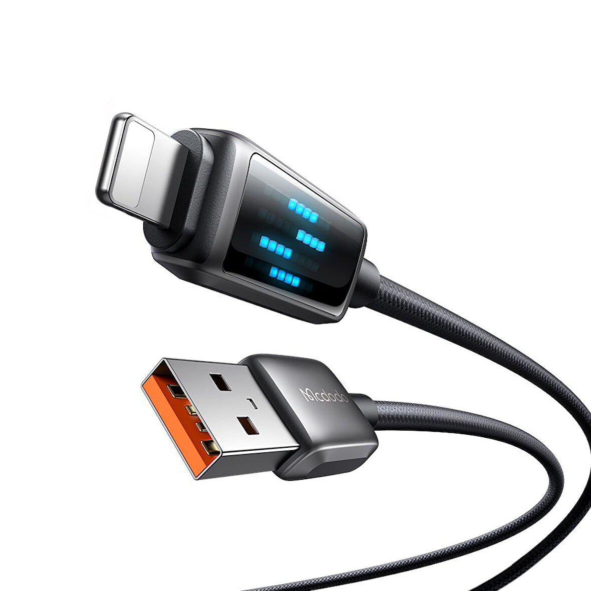 Mcdodo CA-5250 3A USB iPhone Şarj Hız Göstergeli Şarj Data Kablosu 1.2M Siyah