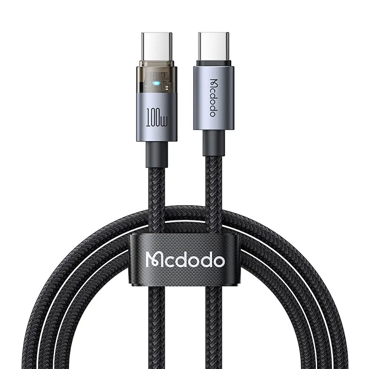 MCDODO CA-5580 TYPE-C TO TYPE-C 100W 1.2M ŞEFFAF KABLO Şarj ışıklı
