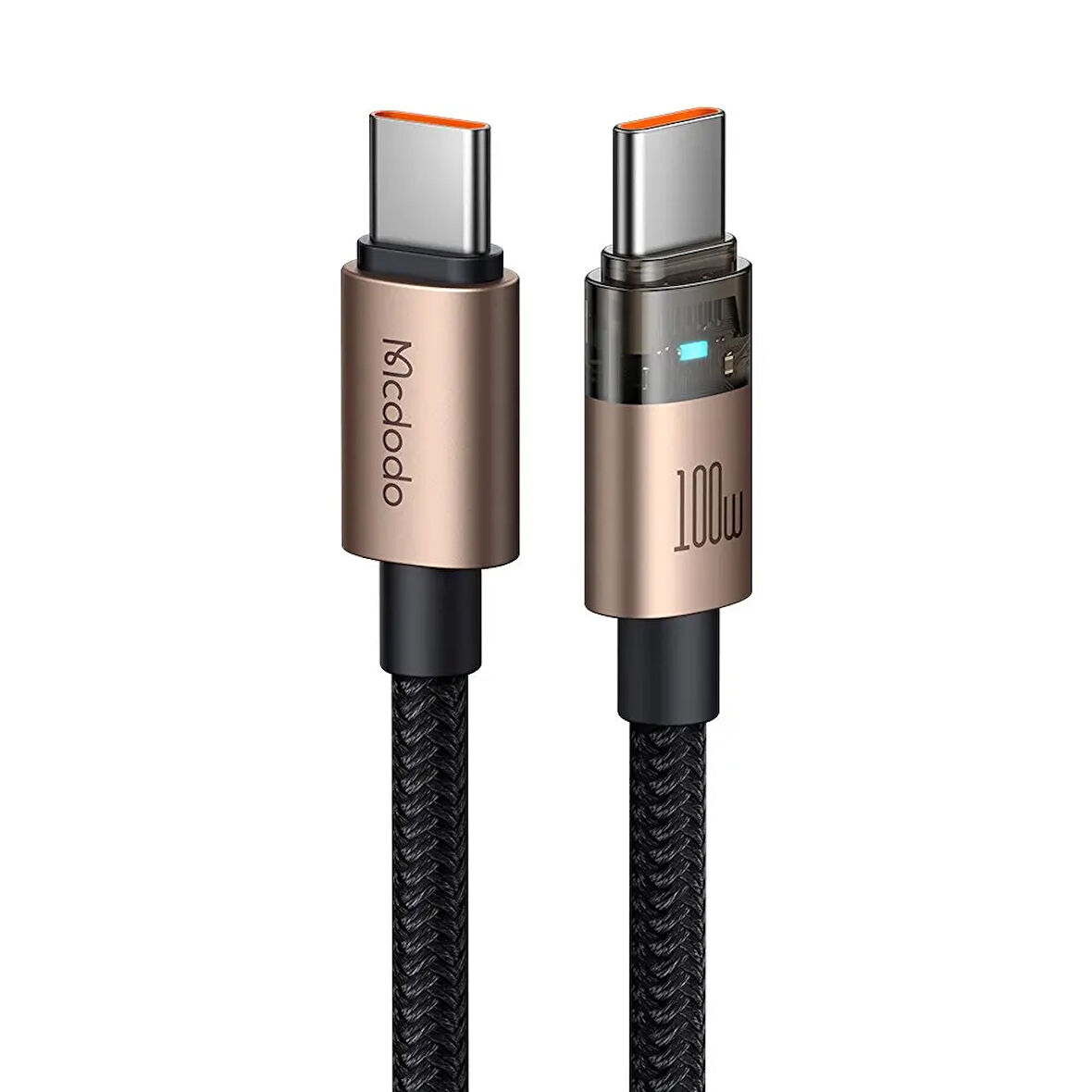 MCDODO CA-5581 TYPE-C TO TYPE-C 100W 1.2M ŞEFFAF KABLO Şarj Işıklı