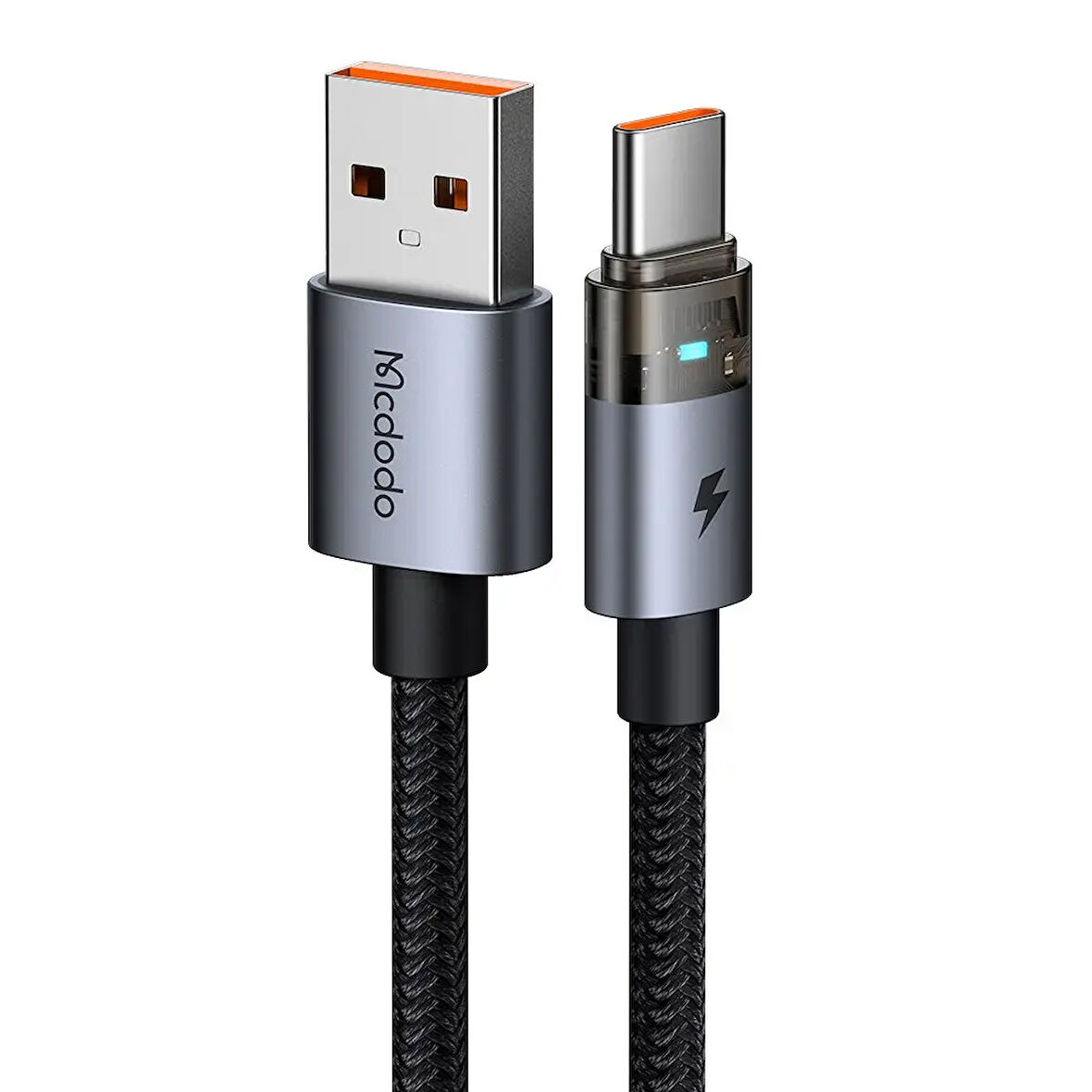 MCDODO CA-6890 USB-A TO TYPE-C 1,2 m Şeffaf Kablo Şarj Işıklı