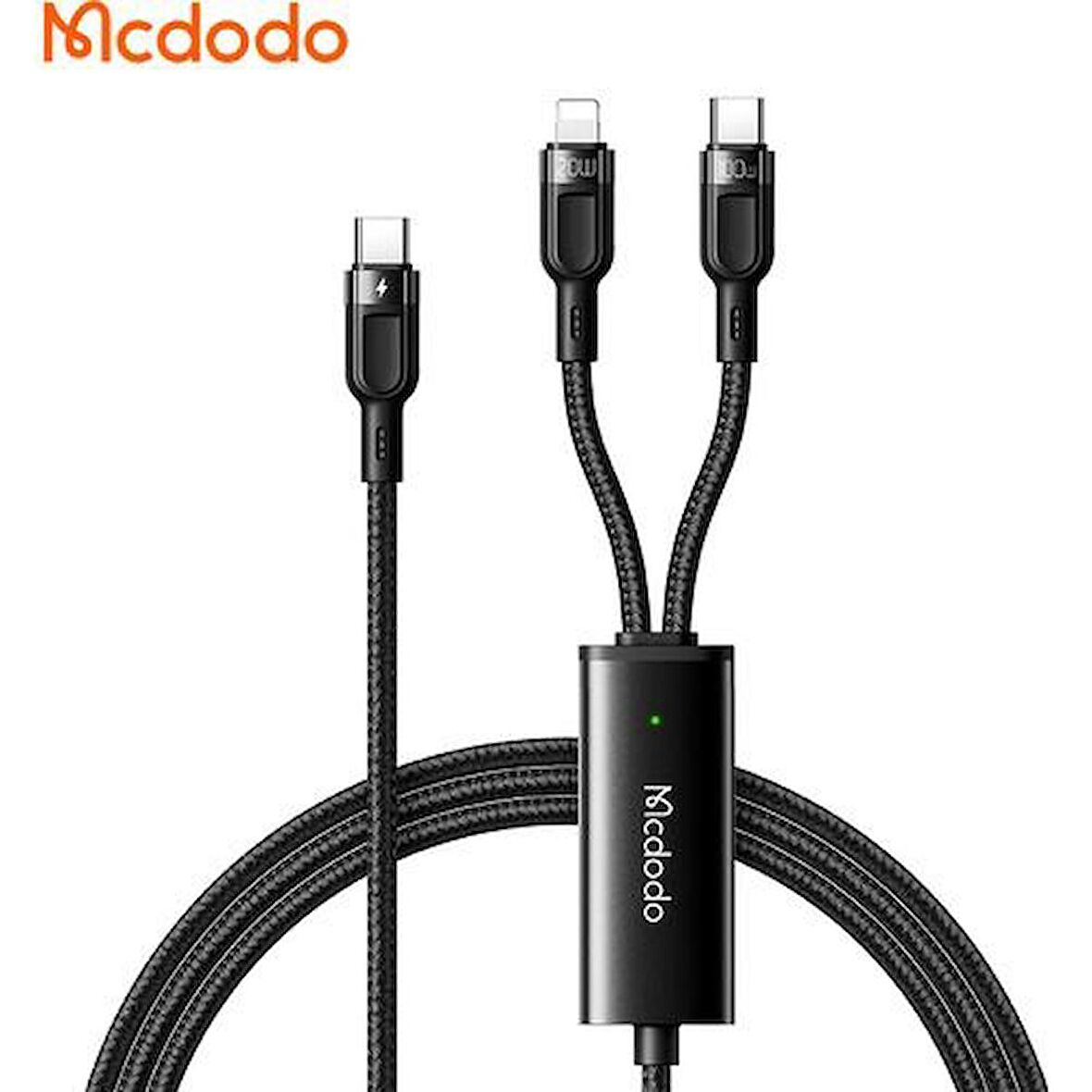 Mcdodo 2in1 100W TypeC- İphone Data-Şarj Kablo 1.2M-Siyah CA-8780