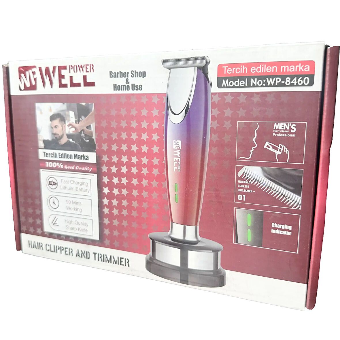 WELL POWER Islak ve Kuru  Ince Kesim Sakal Ense Siyah Saç-Sakal-Vücut WP-8460