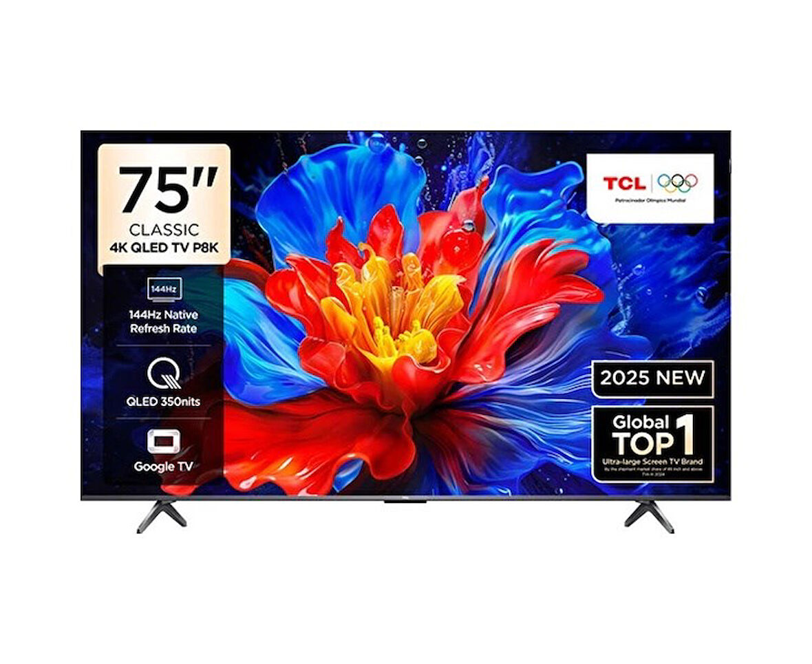 TCL 75P8K  4K UHD QLED 75" 144HZ GOOGLE TV