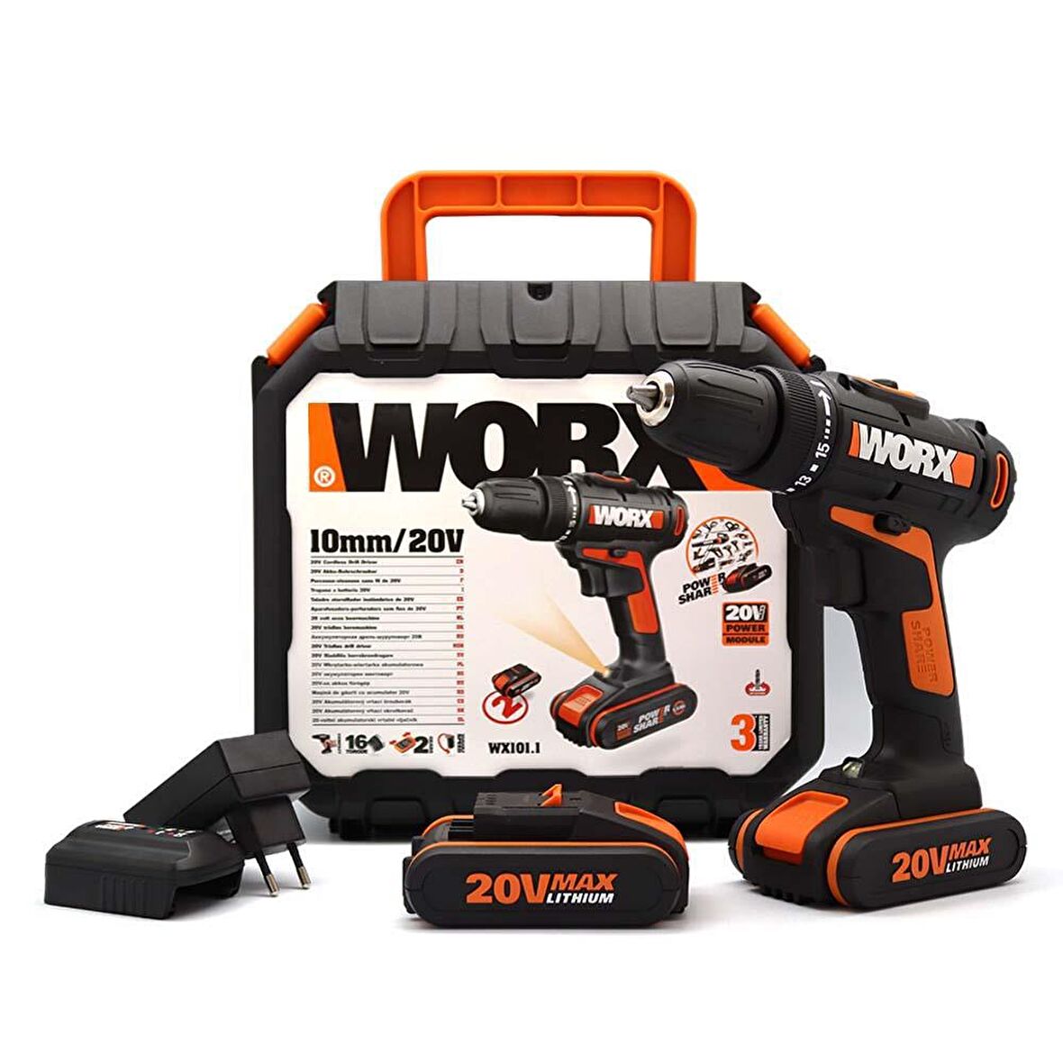 WORX WX101.1 20Volt/1.5Ah. Li-ion Çift Akülü Profesyonel Şarjlı Matkap