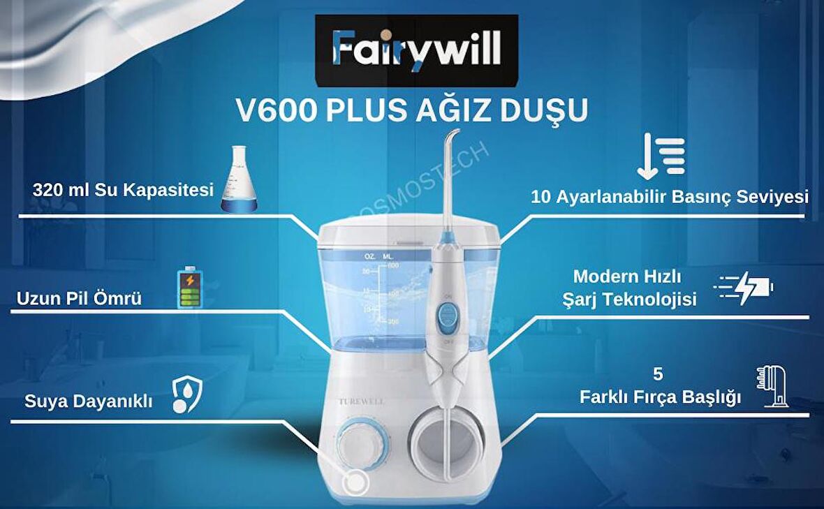 WaterPulse V600G Water Flosser Profesyonel Masajlı Diş/ Protez Bakım ve Ağız Duşu