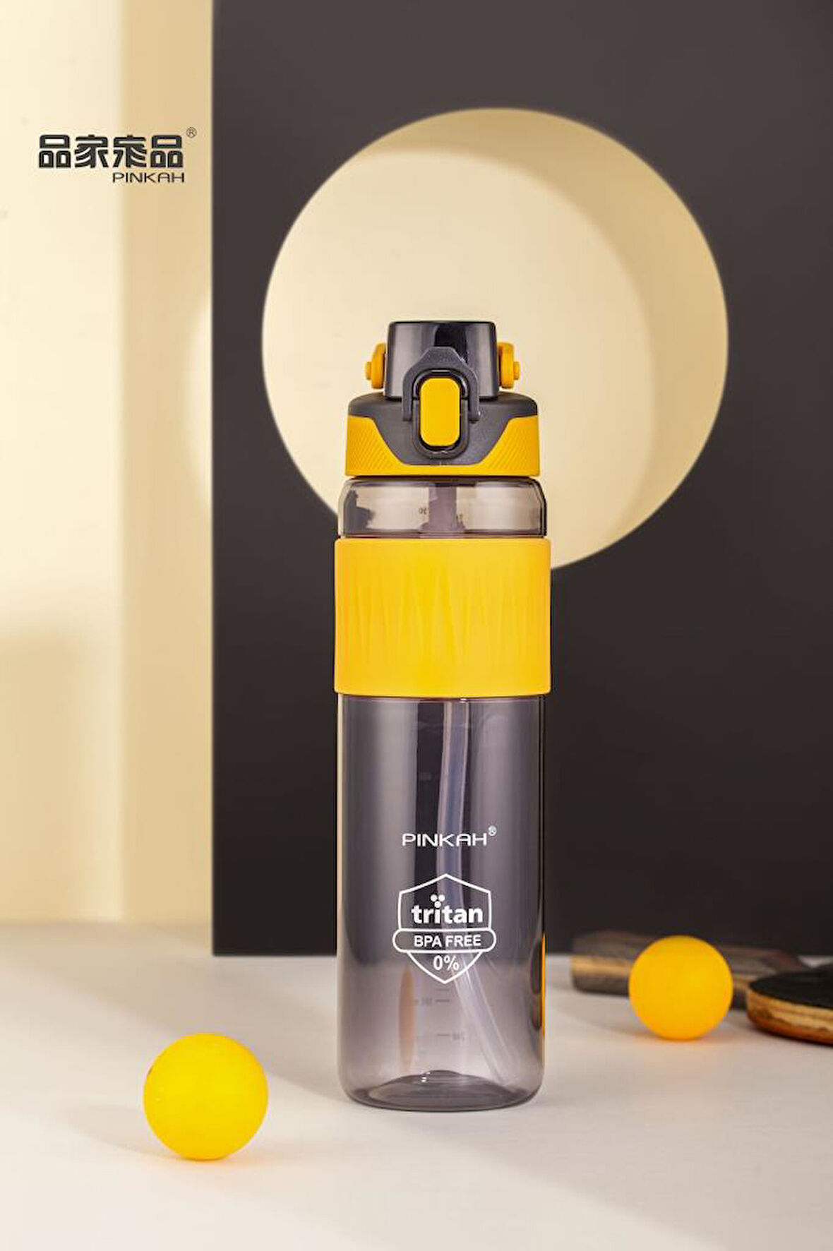 Pınkah PJ-756 750ml Pipetli Turuncu Tritan Matara