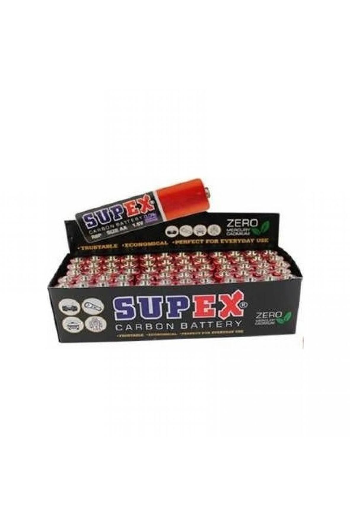 Supex 6F22 9V Çinko Karbon Pil 12 li Paket