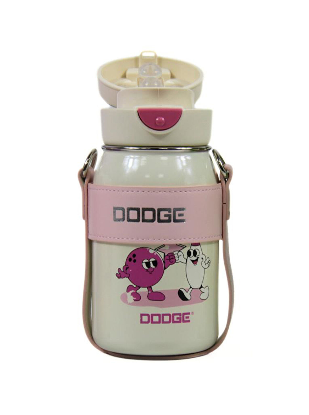 Dodge DB-24502 Çift Kullanım Pipetli/Rahat İçim Beyaz 520ml Çelik Matara