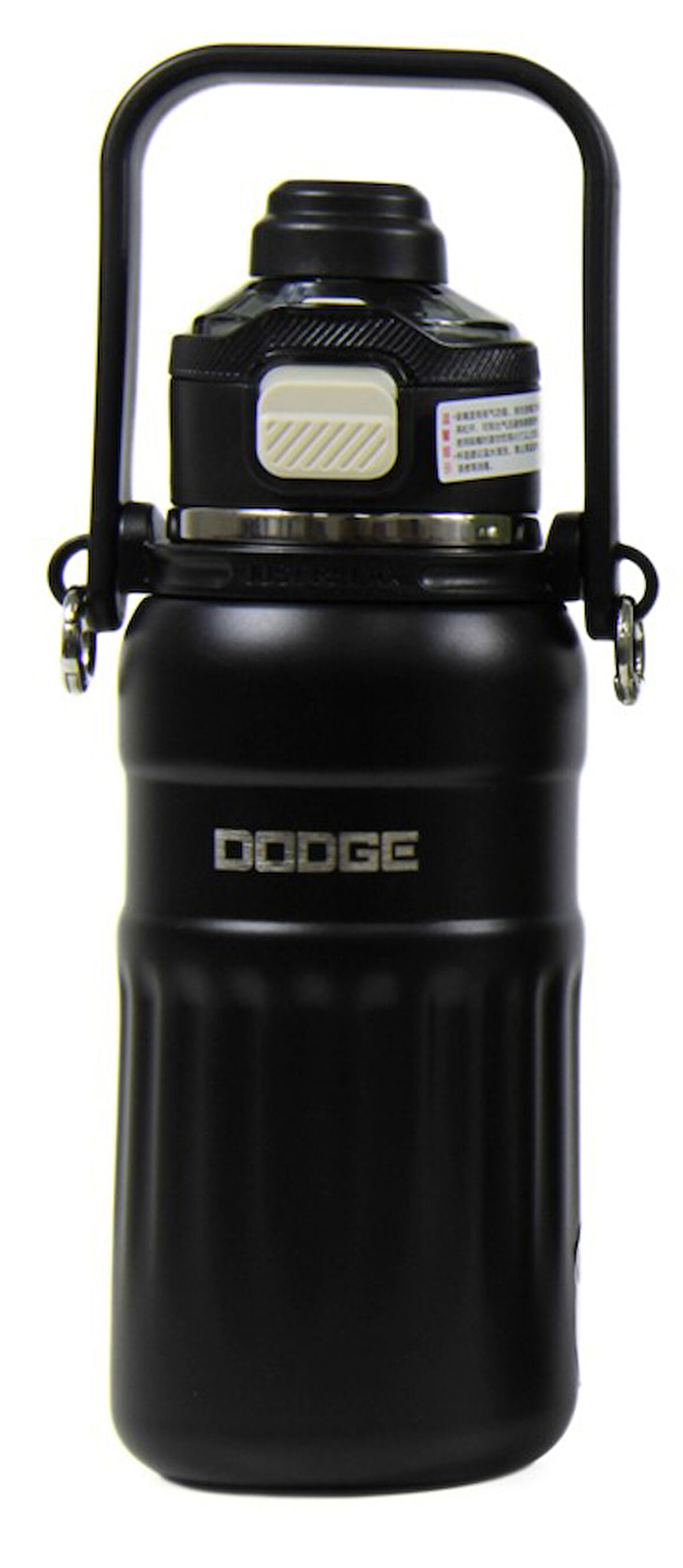 Dodge DB-24546 Çift Kullanım Pipetli/Rahat İçim Siyah 800ml Askılı Çelik Matara