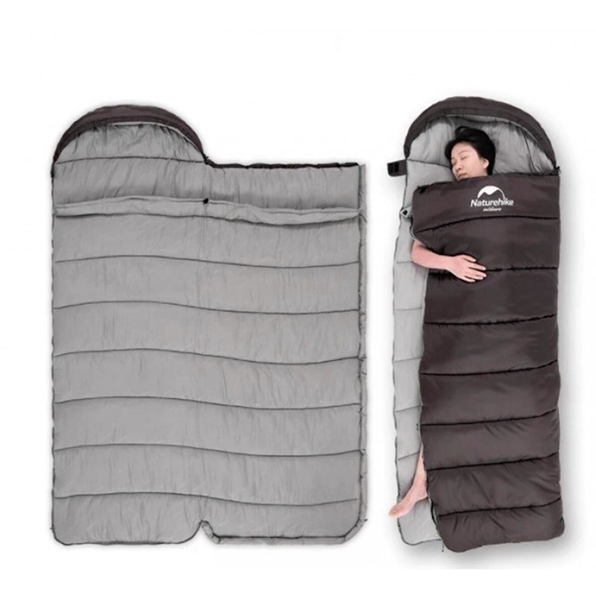 Naturehike U150 Zarf Tarzı Kapüşonlu Uyku Tulumu -6°C KAHVERENGİ-Right