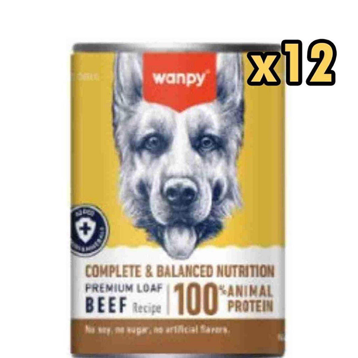 Wanpy Tahılsız %100 Gerçek Et Biftekli Köpek Konservesi 375 gr x 12 Adet