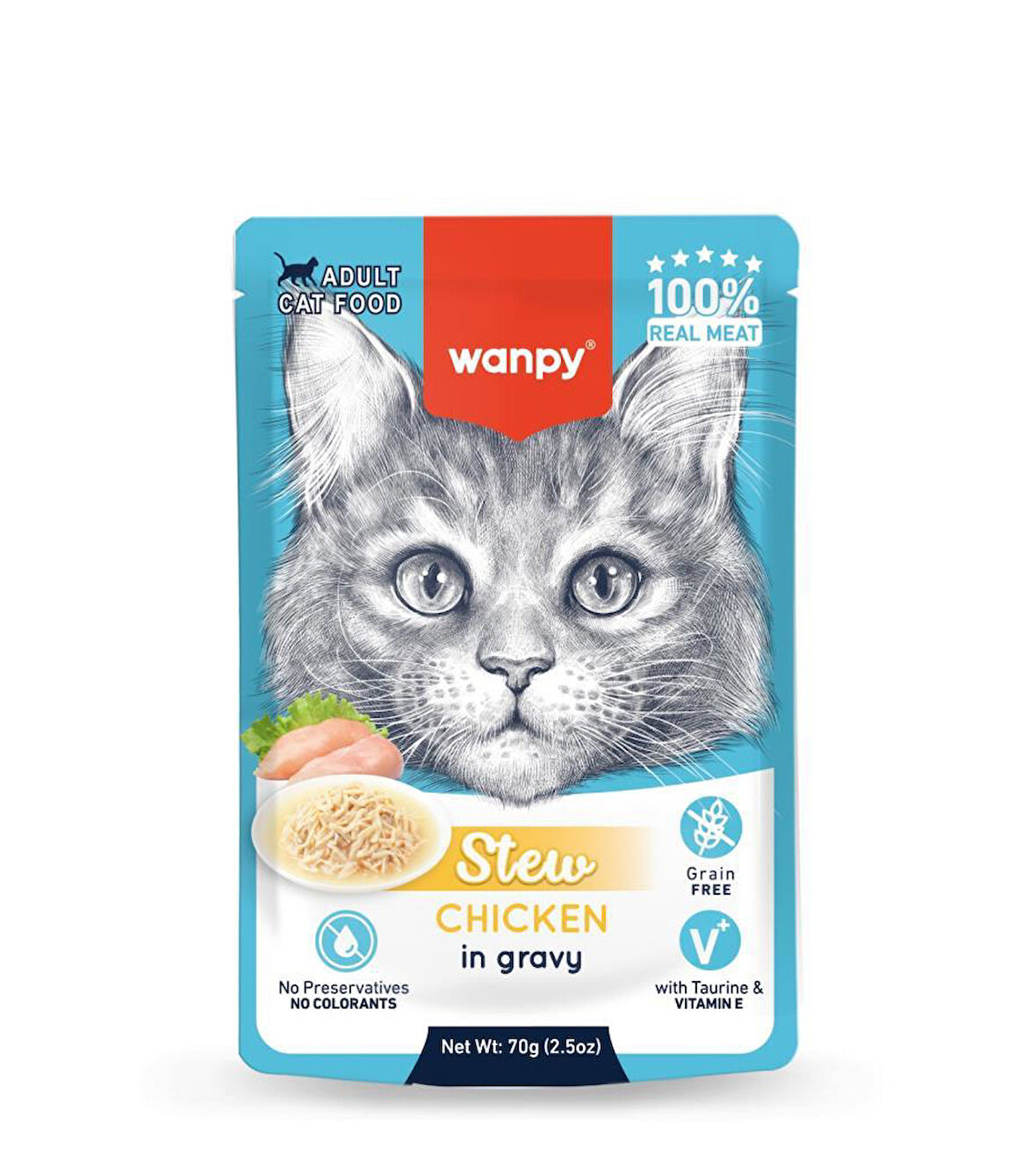 Wanpy Stew Pouch Tavuklu Yaş Kedi Maması 70g 