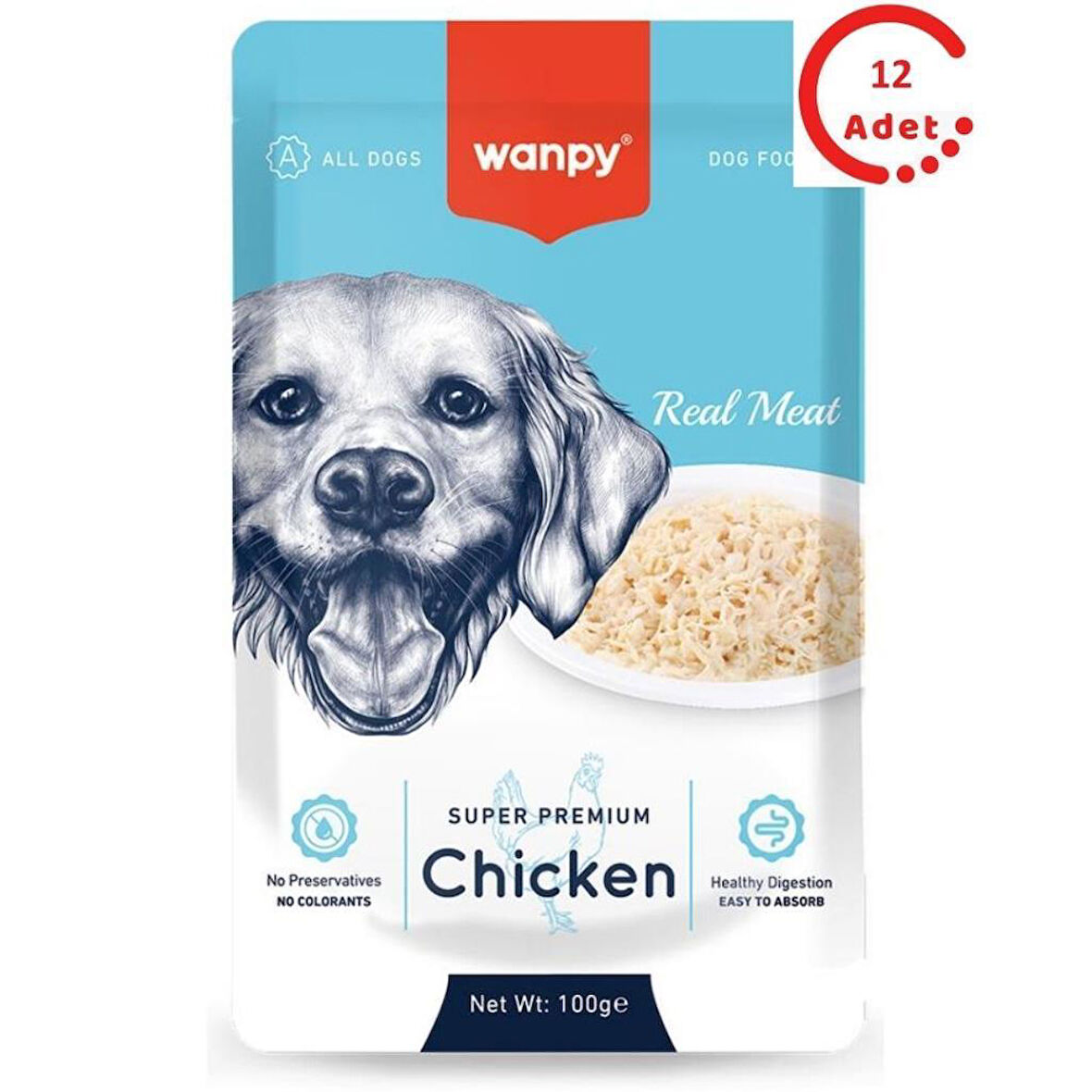 Wanpy Pouch Tavuklu Yaş Köpek Maması 100 Gr x 12 Adet