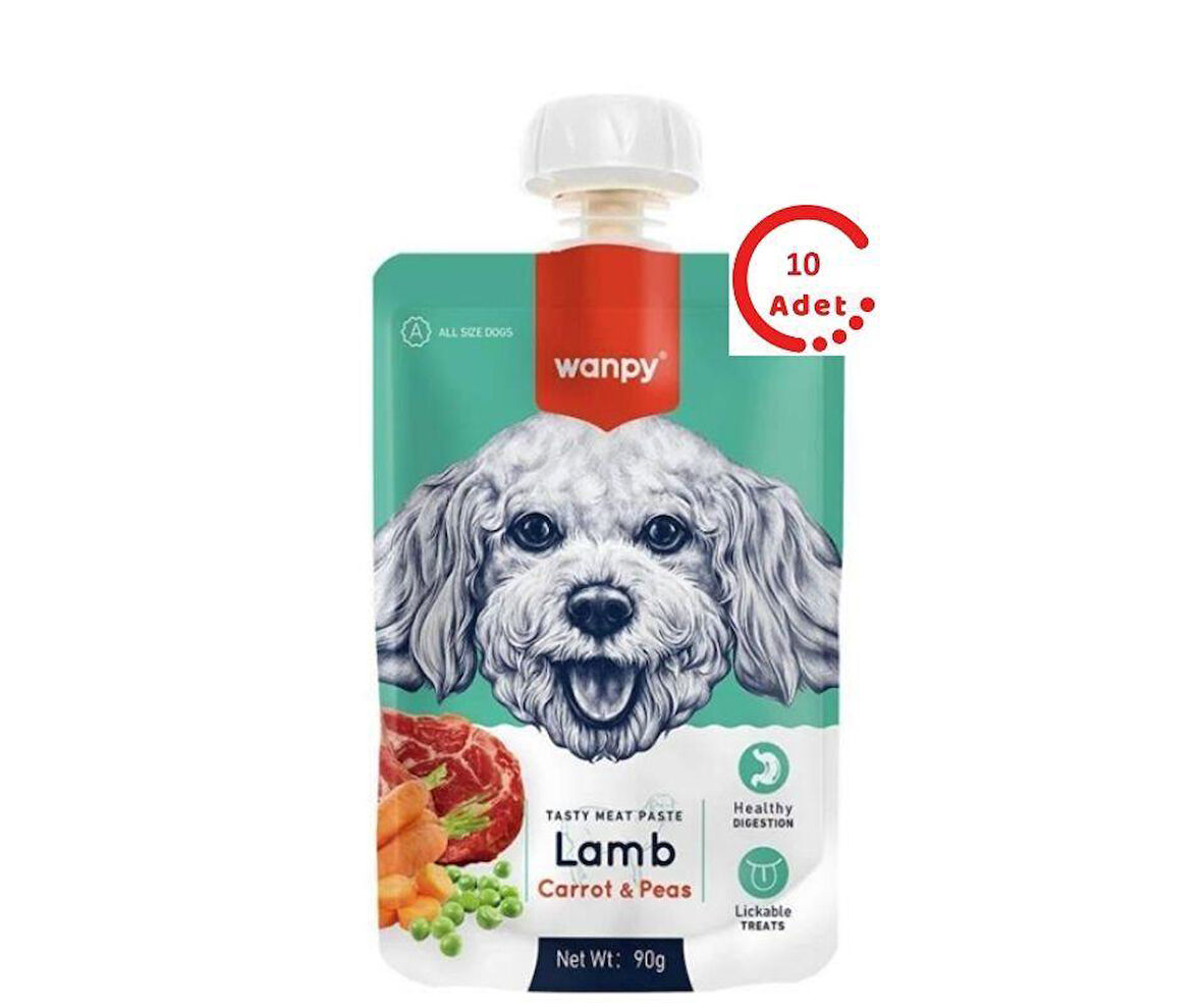 Wanpy Taze Kuzulu&Havuçlu Köpek Et Ezmesi 90 gr 10'lu Paket