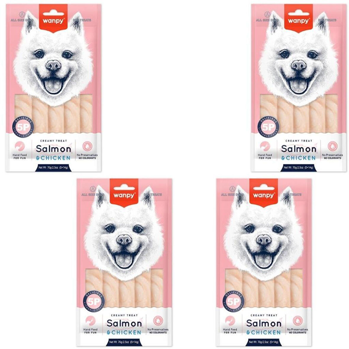 Wanpy Somonlu ve Tavuklu Krema Köpek Ödülü 5x14g  x 4 Adet