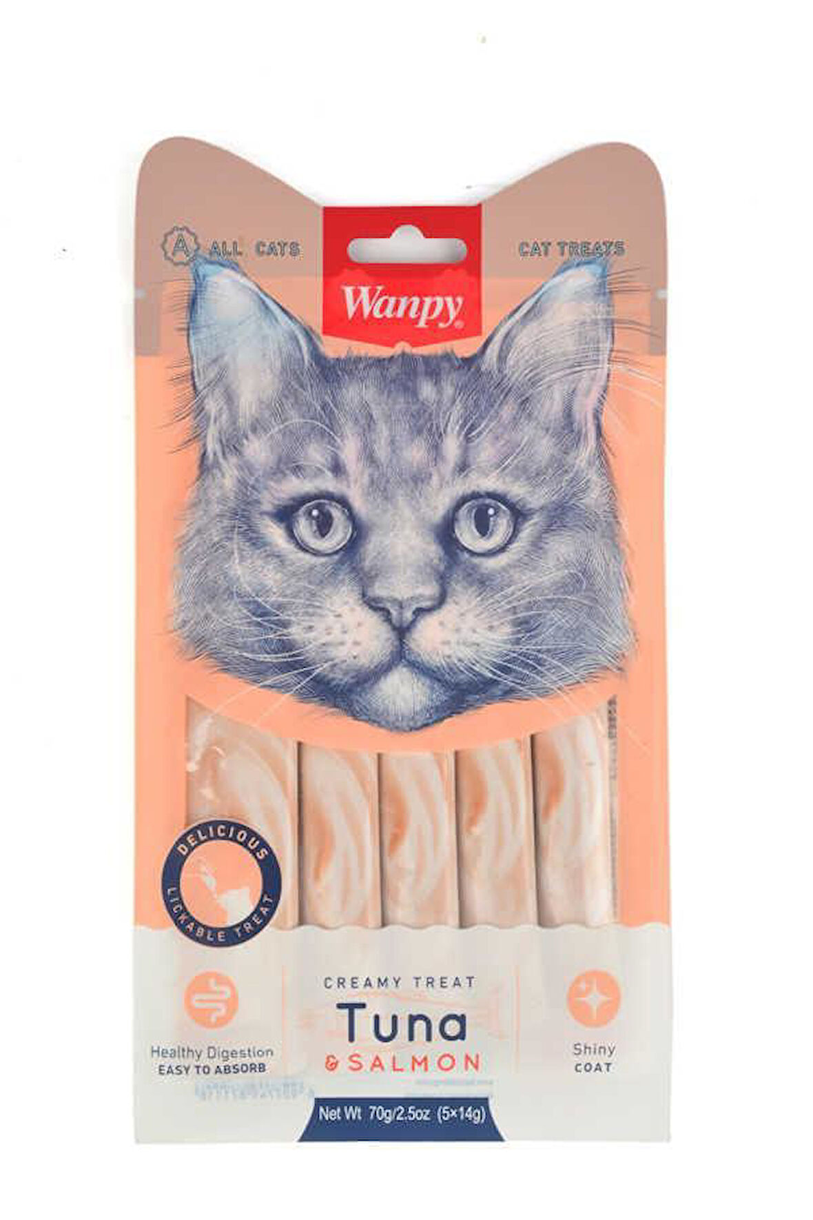Wanpy Ton Balığı&Somon 5x14 gr Likit Kedi Ödülü X 4 Adet