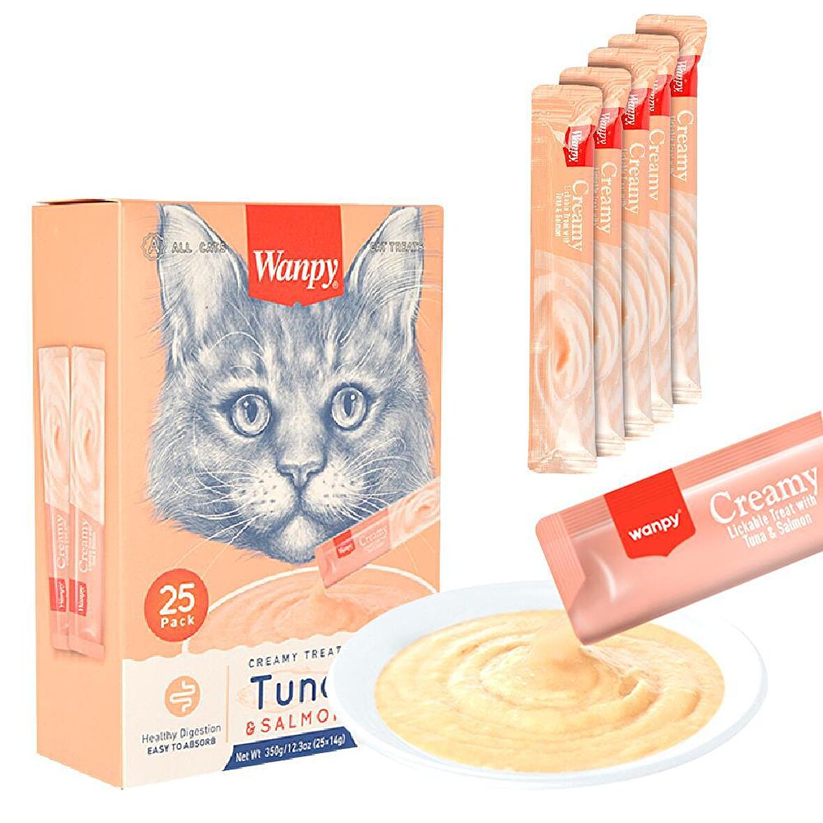 Wanpy Tuna Somonlu Krema Yetişkin Kedi Ödülü 25x14 g 