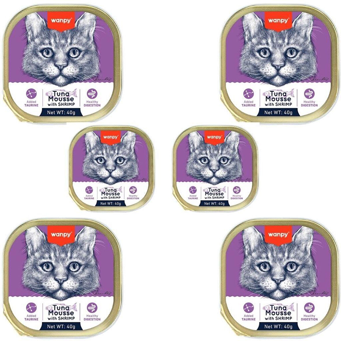 Wanpy Ton Balıklı Ve Karidesli Alutray Kedi Yaş Mama 40 Gr 6'lı Paket