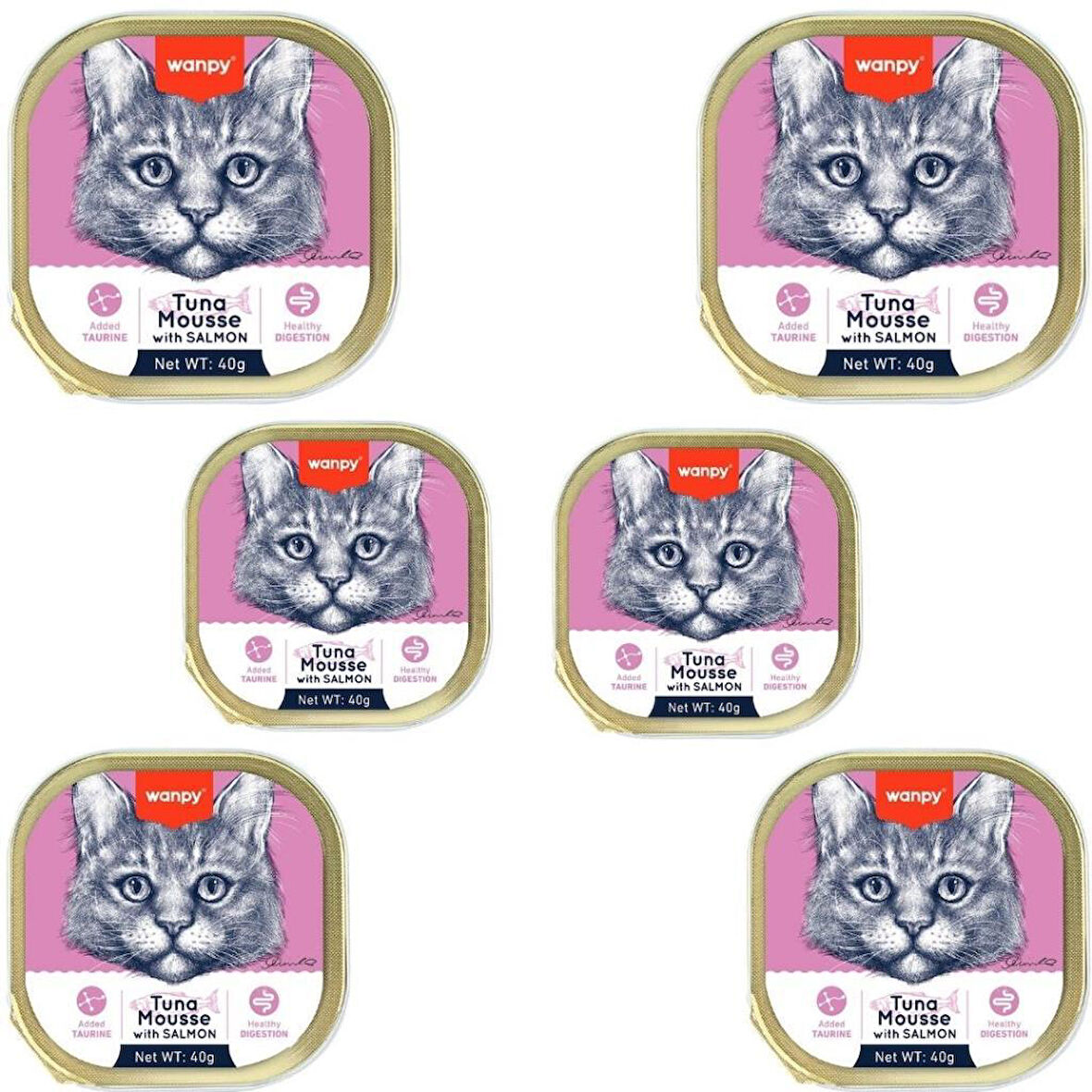 Wanpy Ton Balıklı Ve Somonlu Alutray Kedi Yaş Mama 40 Gr x 6 Adet