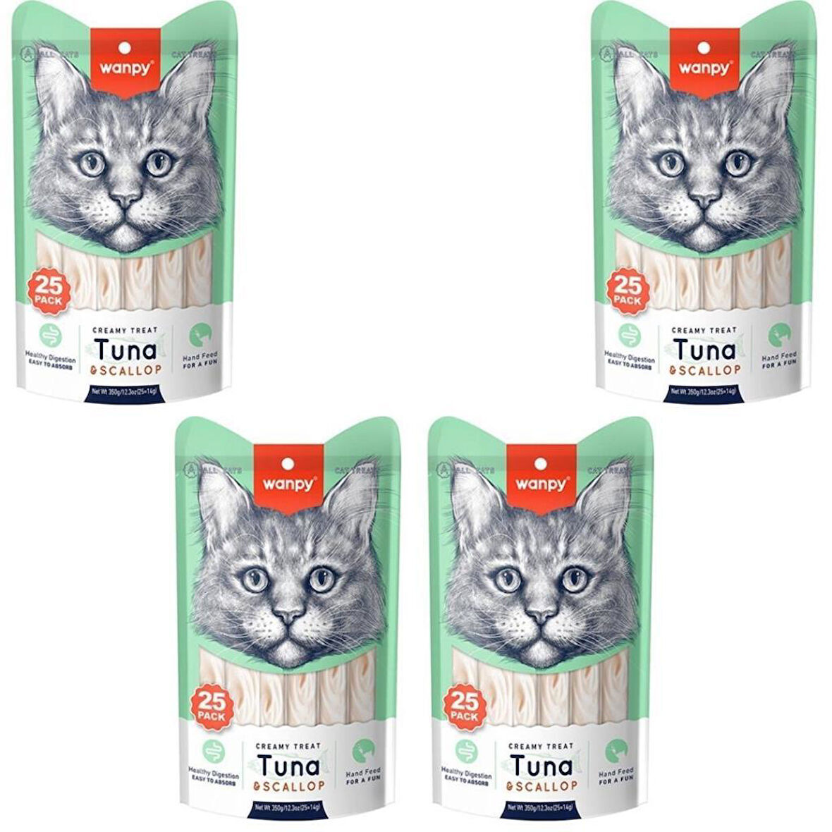 Wanpy Ton Deniz Taraklı Krema Kedi Ödülü 25*14 Gr x 4 Adet