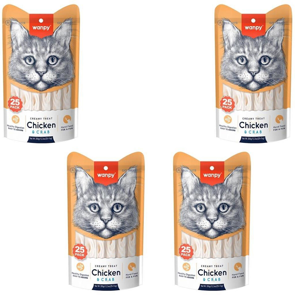 Wanpy Tavuklu & Yengeçli Sıvı Ödül Maması 25x14 Gr X 4 Adet