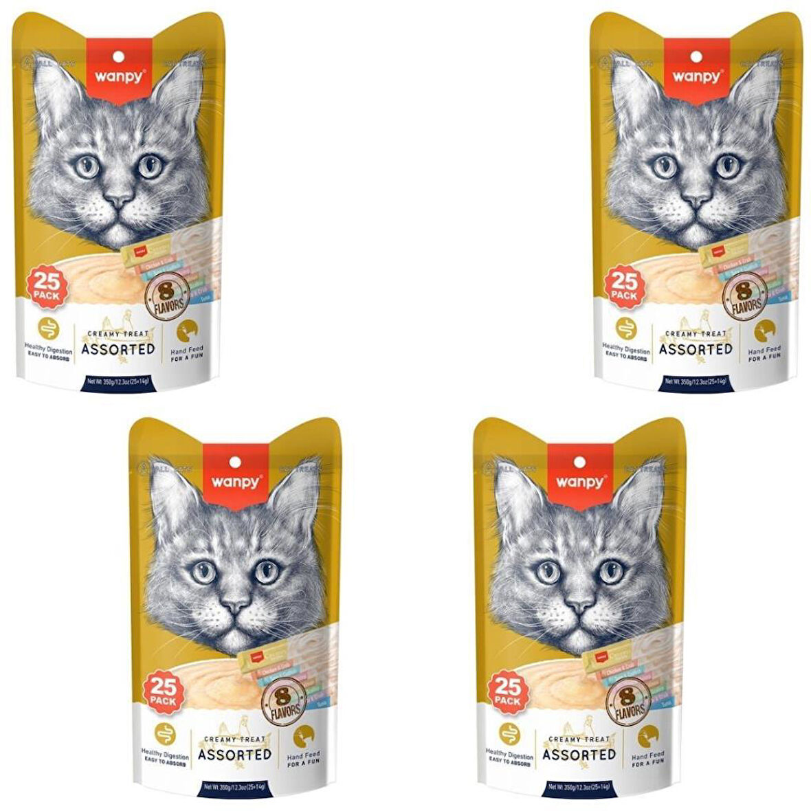 Wanpy Karışık 8 Lezzetli Krema Kedi Ödülü 25x14 Gr X 4 ADET