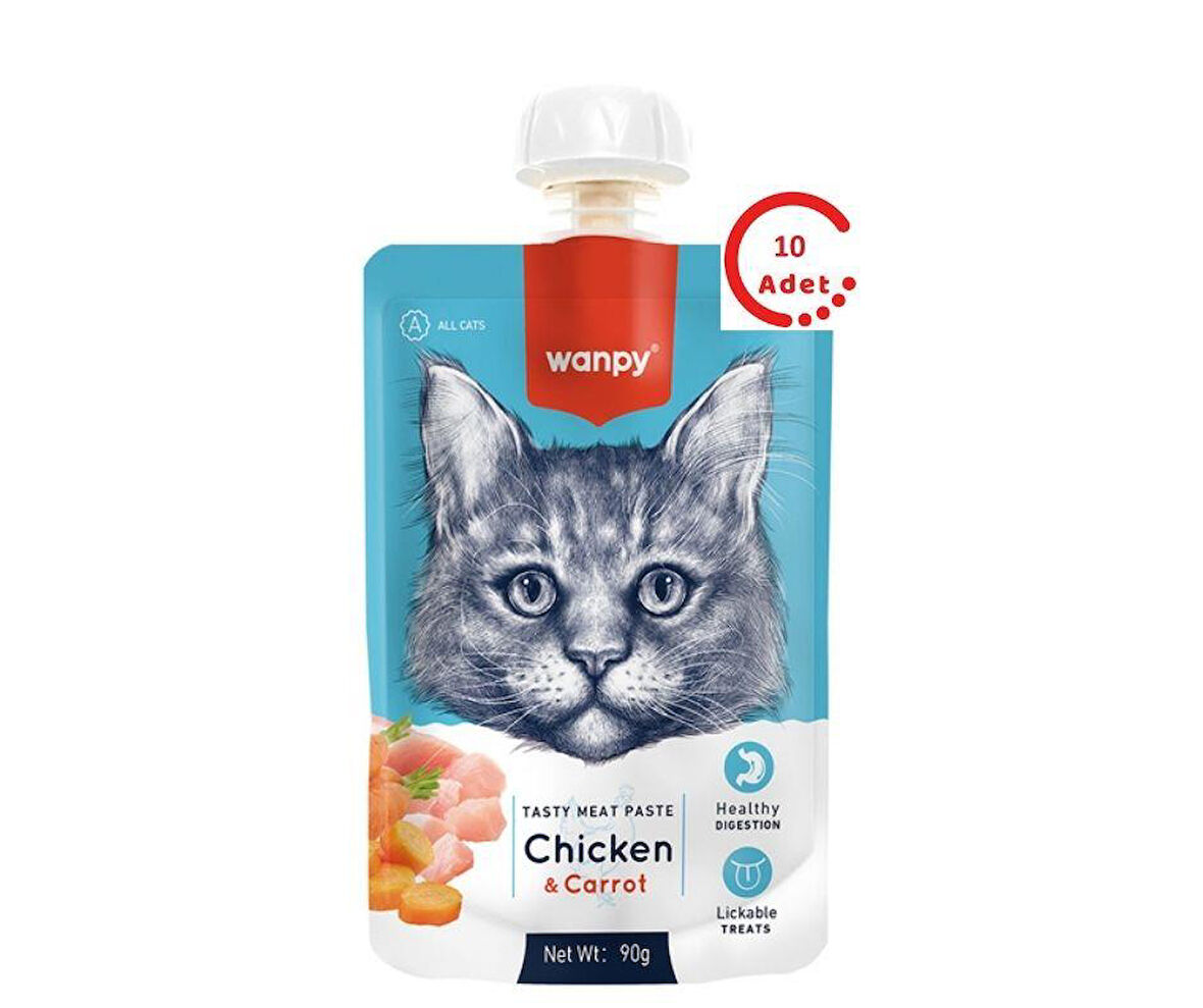 Wanpy Taze Tavuklu&Havuçlu  Kedi Et Ezmesi 90 gr 10'lu Paket