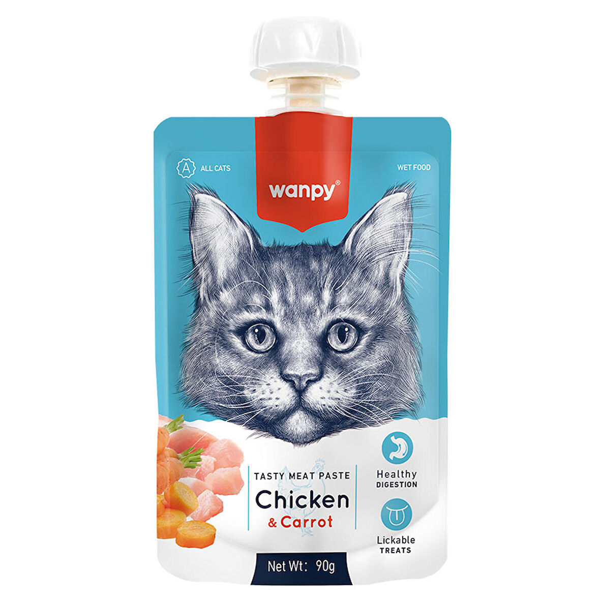 Wanpy Taze Tavuklu&Havuçlu 10'lu  Kedi Et Ezmesi 90 gr