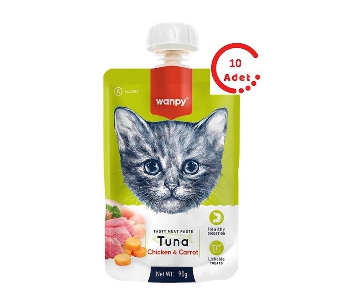 Wanpy Taze Ton Balıklı&Tavuklu  Kedi Et Ezmesi 90 gr 10'lu Paket