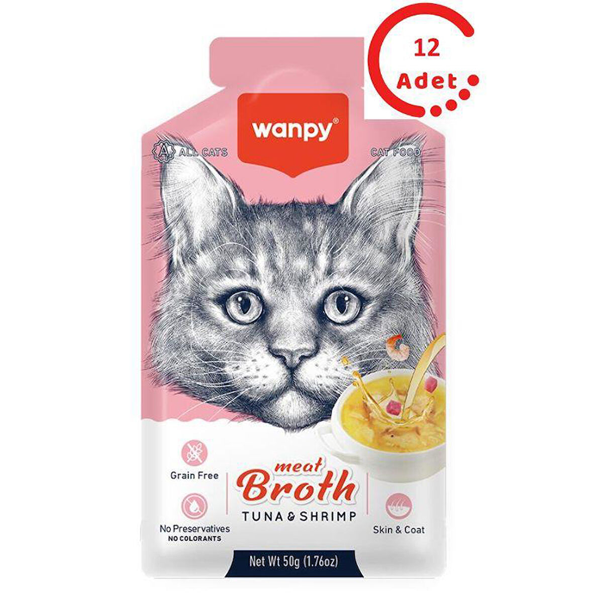 Wanpy Karidesli Ton Balıklı Kedi Çorbası 50 Gr x 12 Adet