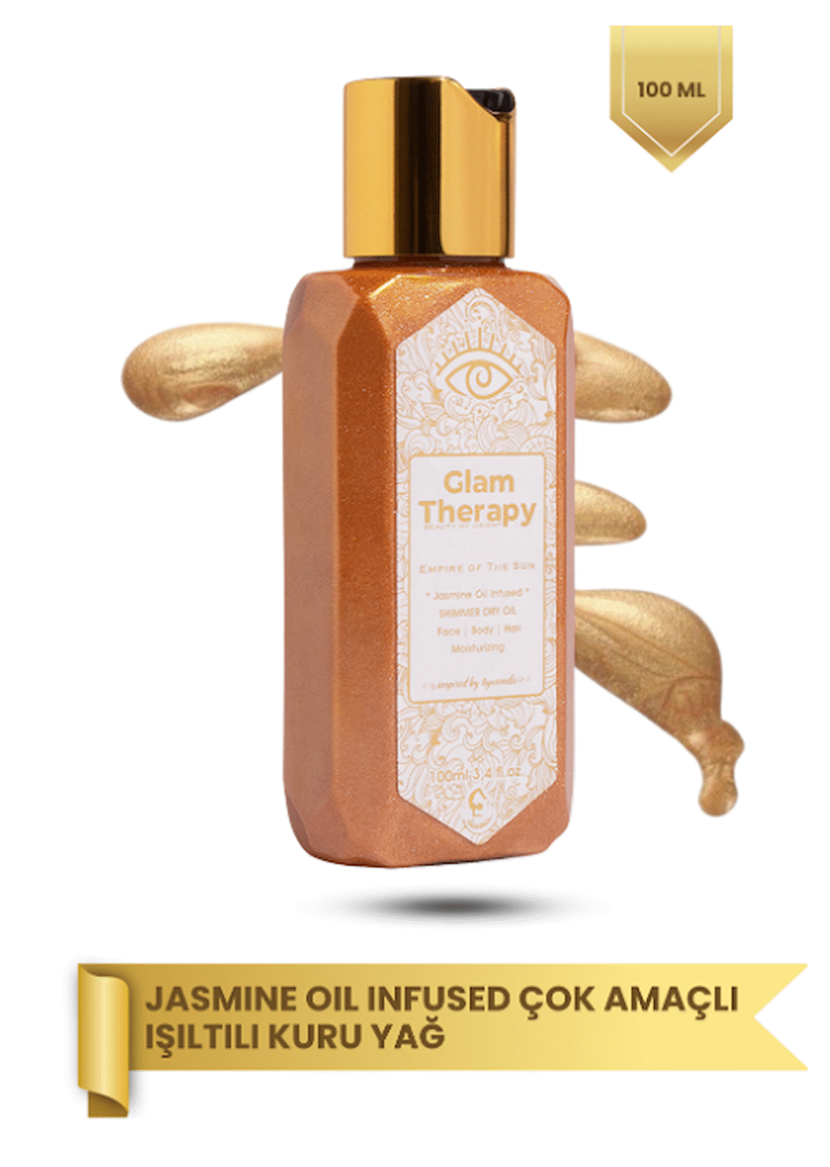 Glam Therapy Golden Dust Jasmine Oil Infused Işıltılı Kuru Yağ - Işıltılı Vücut Yağı 100 ml Yüz-Vücut-Saç