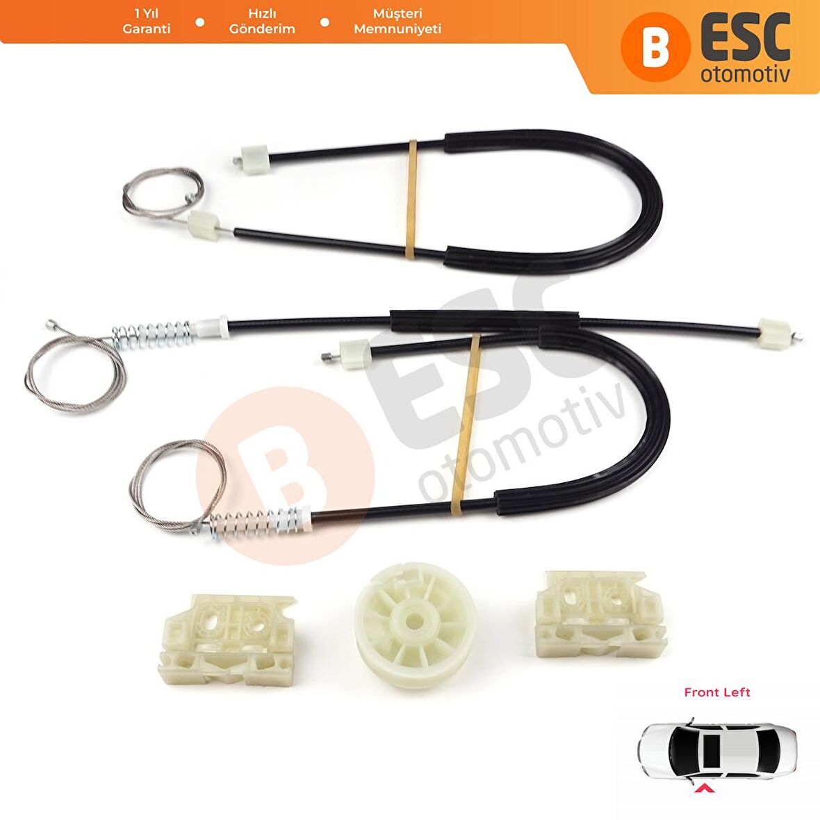 Citroen DS3 2009-On İçin Sol Kapı Cam Kriko Tamir Seti